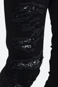 X165 Paisley Skinny Denim - Black/Black -clothing X165 Paisley Skinny Denim BlackBlack 8