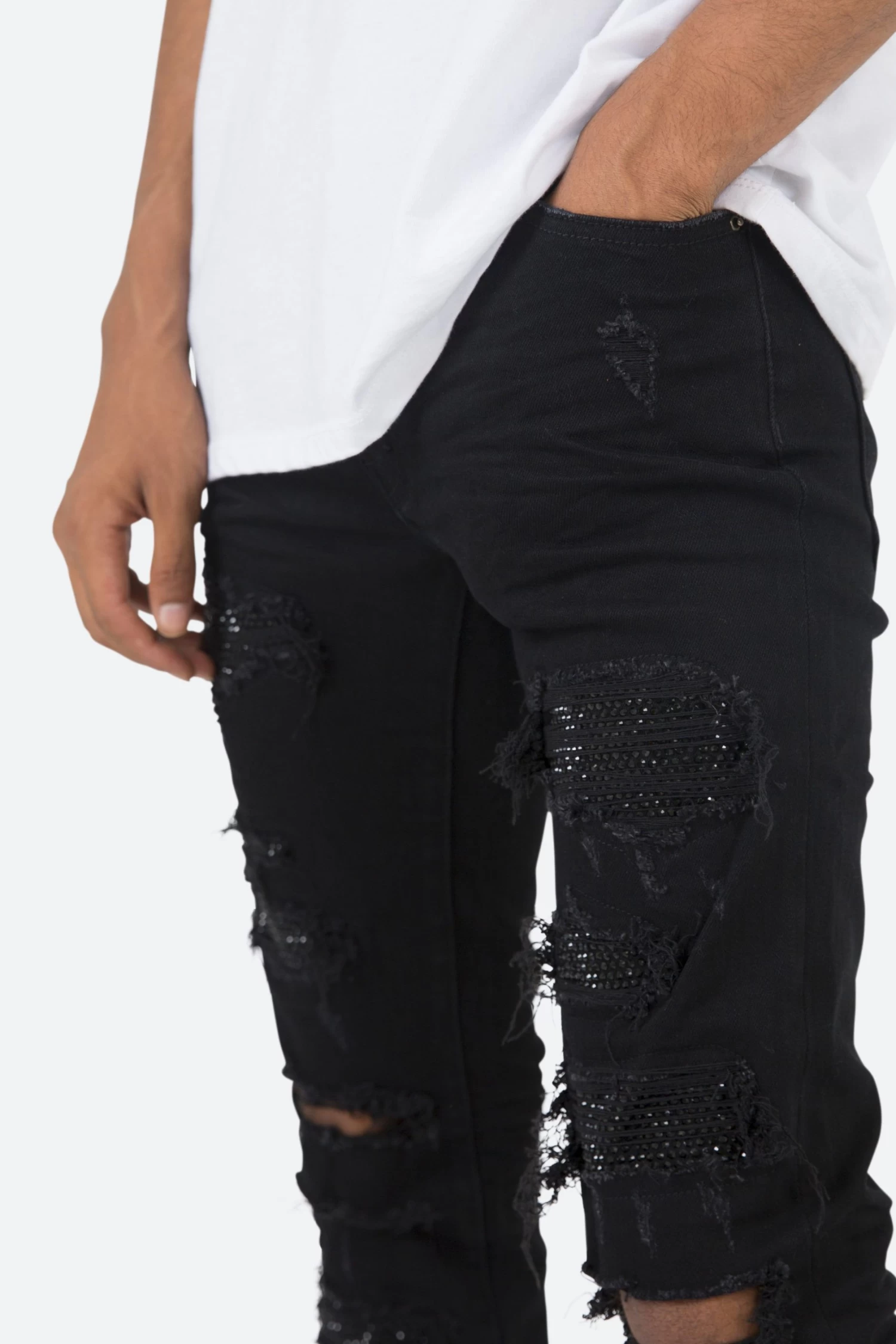 X201 Rhinestone Skinny Denim - Black 4 X201 Rhinestone Skinny Denim - Black - Image 2