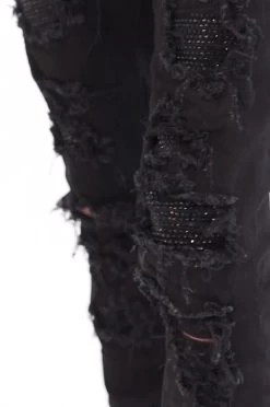 X201 Rhinestone Skinny Denim - Black 13 X201 Rhinestone Skinny Denim - Black -clothing X201 Rhinestone Skinny Denim Black 3