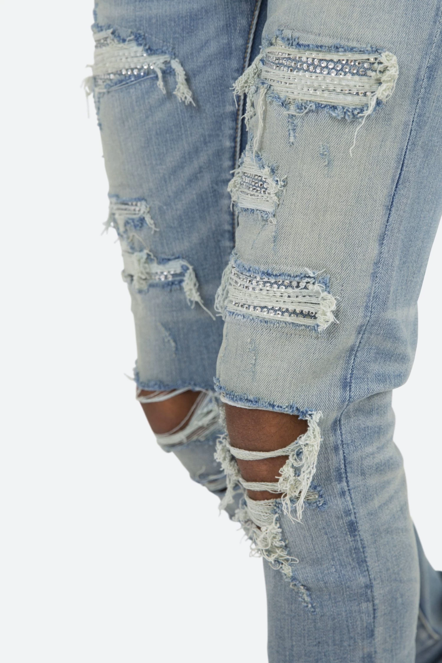 X201 Rhinestone Skinny Denim - Blue 4 X201 Rhinestone Skinny Denim - Blue - Image 2