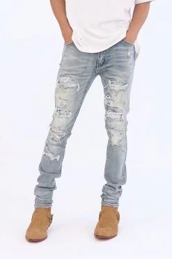 X201 Rhinestone Skinny Denim - Blue 12 X201 Rhinestone Skinny Denim - Blue -clothing X201 Rhinestone Skinny Denim Blue 3