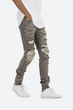 X284 Moto Skinny Denim - Grey/Blue -clothing X284 Moto Skinny Denim GreyBlue 8