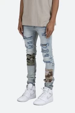 X408 Repaired Skinny Denim - Blue 13 X408 Repaired Skinny Denim - Blue -clothing X408 Repaired Skinny Denim Blue 3