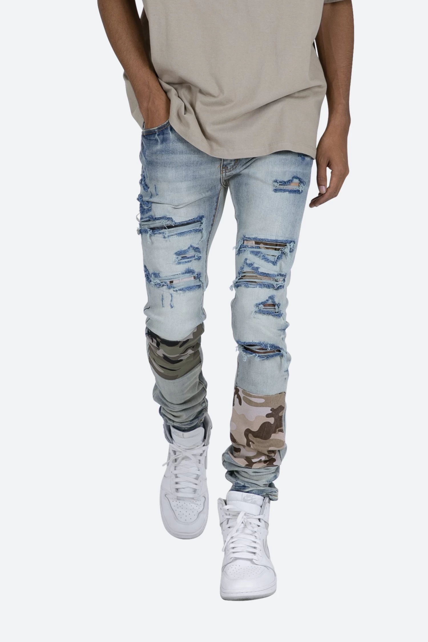 X408 Repaired Skinny Denim - Blue 8 X408 Repaired Skinny Denim - Blue - Image 6