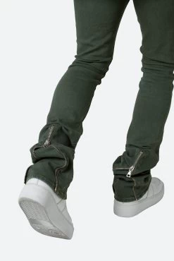X491 Convertible Skinny Denim - Olive -clothing X491 Convertible Skinny Denim Olive 9