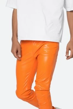 X534 Leather Skinny Denim - Orange -clothing X534 Leather Skinny Denim Orange 7