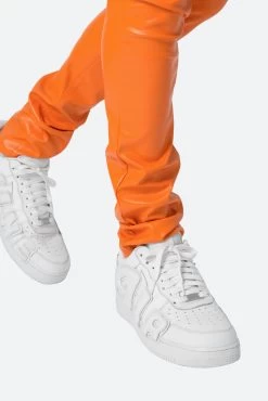 X534 Leather Skinny Denim - Orange -clothing X534 Leather Skinny Denim Orange 8