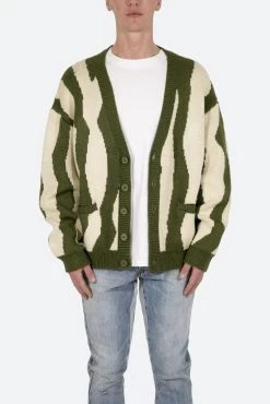 Zebra Cardigan - Green/White