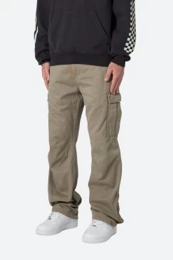 Zipper Denim Cargo Pants - Khaki -clothing Zipper Denim Cargo Pants Khaki 4