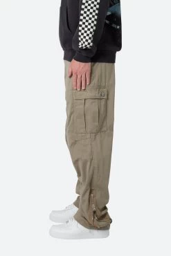 Zipper Denim Cargo Pants - Khaki -clothing Zipper Denim Cargo Pants Khaki 5