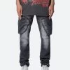 Zipper Inseam Cargo Denim - Washed Black -clothing Zipper Inseam Cargo Denim Washed Black