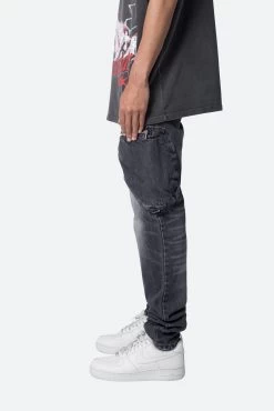 Zipper Inseam Cargo Denim - Washed Black -clothing Zipper Inseam Cargo Denim Washed Black 4