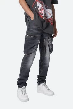 Zipper Inseam Cargo Denim - Washed Black -clothing Zipper Inseam Cargo Denim Washed Black 6