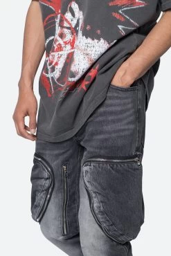 Zipper Inseam Cargo Denim - Washed Black -clothing Zipper Inseam Cargo Denim Washed Black 7